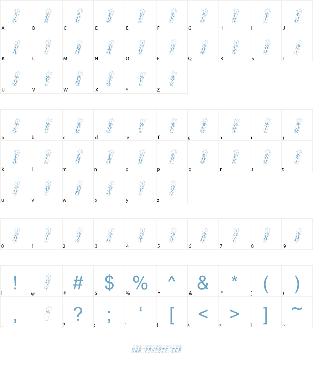 Summer's Firecrackers Font Character